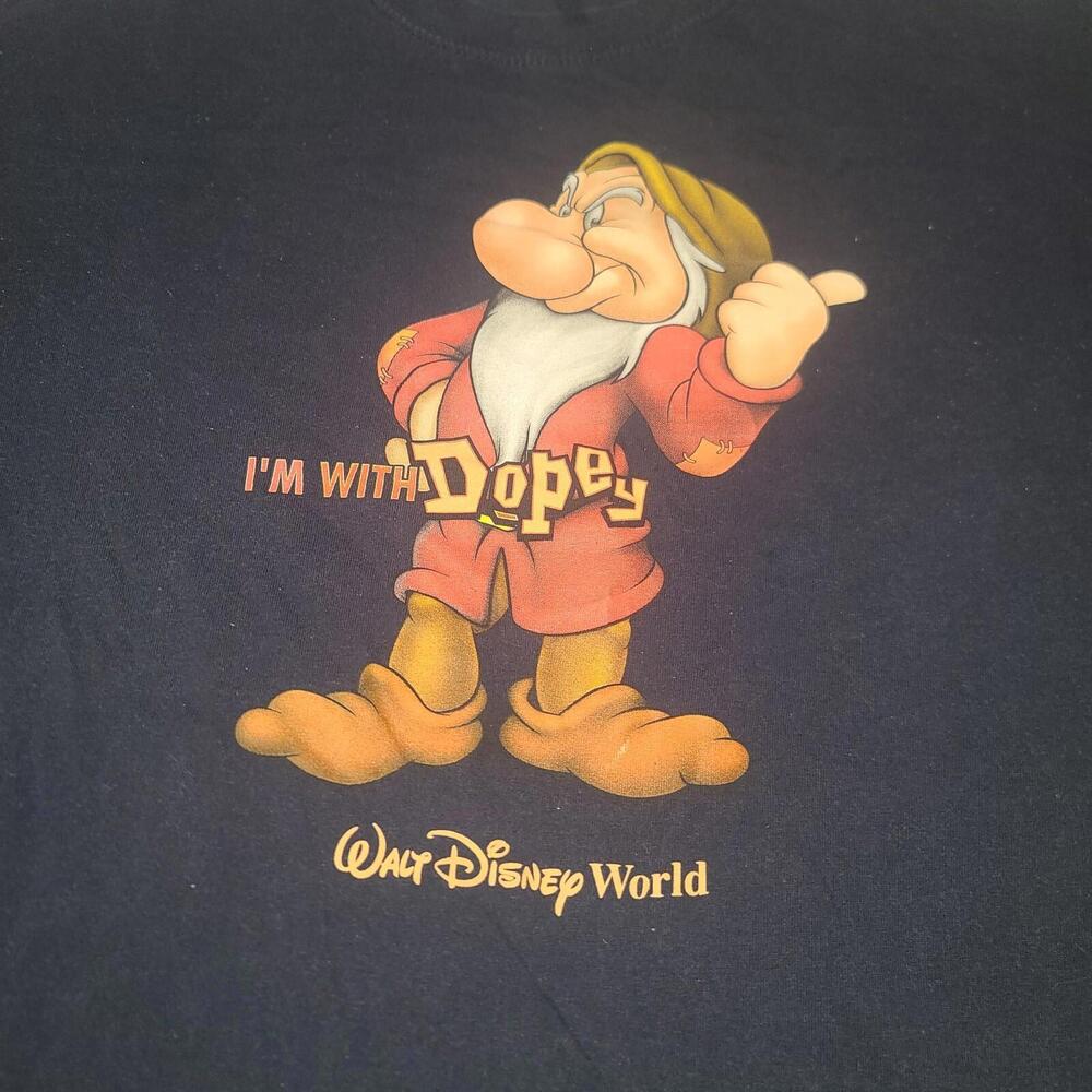 VTG Disney World Snow White Grumpy I’m With Dopey Shirt Sz Large 90s - Picture 2 of 8